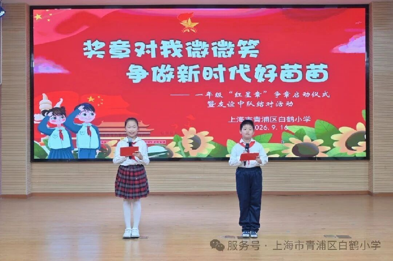 奖章对我微微笑 争做新时代好苗苗——白鹤小学举行一年级“红星...